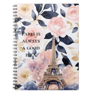 Caderno Espiral Torre Eiffel Paris Floral