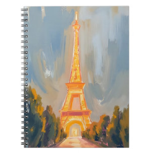 Caderno Espiral Torre Eiffel Paris França Pintura Aquarela