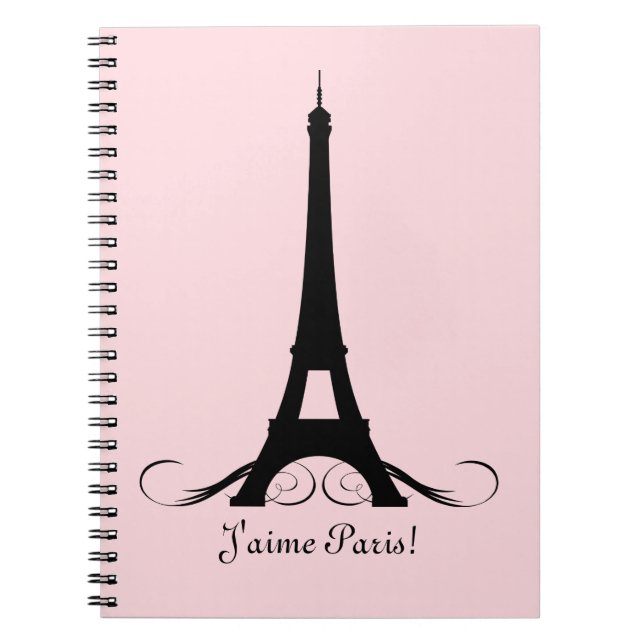 Caderno Espiral Torre Eiffel Rosa J'aime Paris! (Frente)