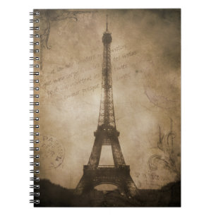 Caderno Espiral torre vintage eiffel