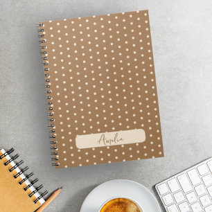 Caderno Espiral Tortilla Brown e bolinhas beges