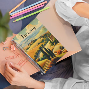 Caderno Espiral Toscana Poster de viagens vintage, personalizável