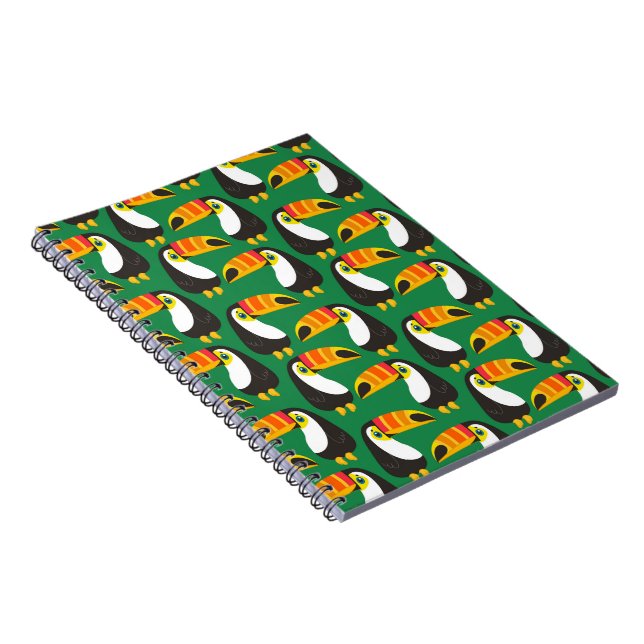 Caderno Espiral Toucan Bird Orange Beak Natural Green Animal (Lado Direito)