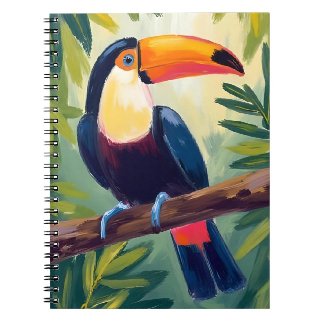 Caderno Espiral Toucan Colorful Tropical Bird Watercolor (Frente)