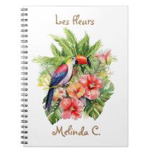 Toucan com notebook Tropical Flowers