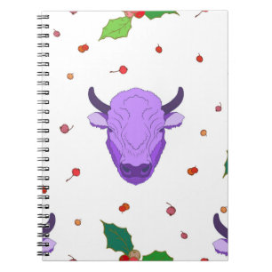Caderno Espiral Touro, Holly, amora e bagas. O símbolo