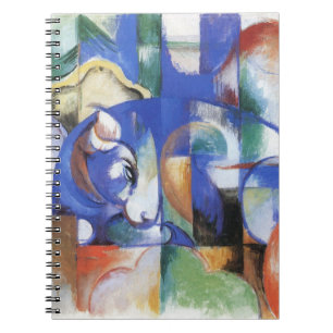 Caderno Espiral Touro Mentindo por Franz Marc, Arte Cubismo Antigo