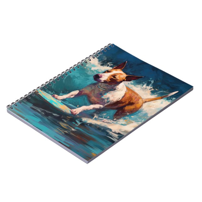 Caderno Espiral Touro Terrier Beach Surfing Painting (Left Side)