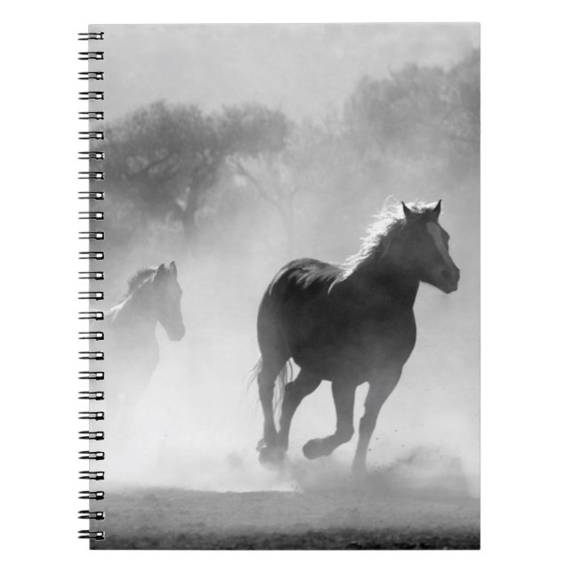Caderno Espiral Trabalho de arte de Fotografias de Cavalos em Bran (Frente)