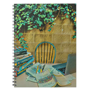 Caderno Espiral Trabalho de arte de leitura da Vintage