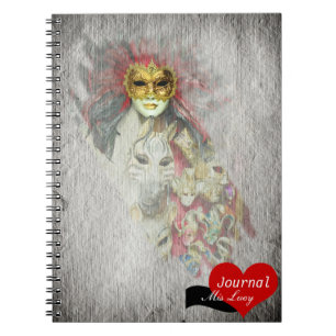 Caderno Espiral Trabalho de arte de máscaras venezianas nº 1 (no