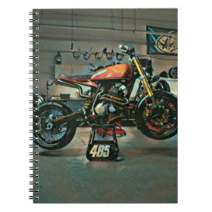 Caderno Espiral trabalho de arte de motocicleta vintage