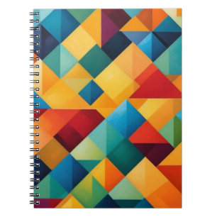 Caderno Espiral Trabalho de arte Geométrico Triangular Vibrante