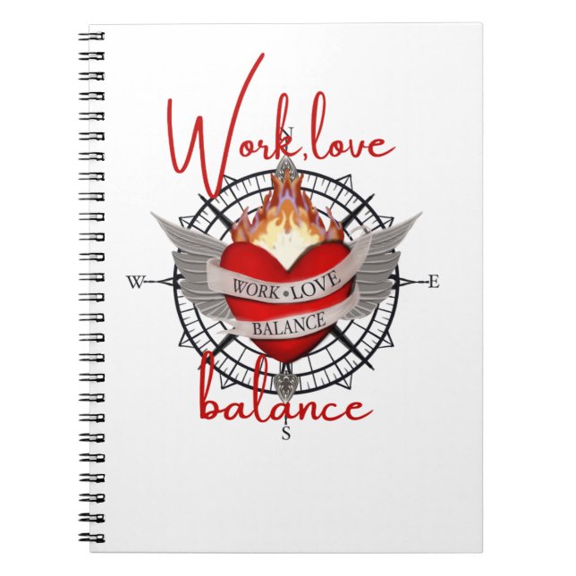 Caderno Espiral Trabalho, equilíbrio de vida em letras brancas (Frente)