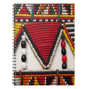Caderno Espiral Trabalho Maasai Tribal com Contas