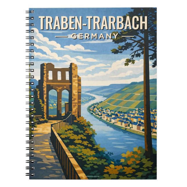 Caderno Espiral Traben-Trarbach Vintage Travel Art (Frente)