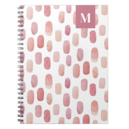 Caderno Espiral Traço de pincel rosa com aquarela. Padrão fofinho