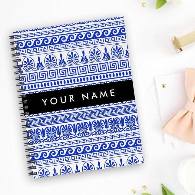 Caderno Espiral Traço Grego, Chave Mista, Azul, Seu Nome (Criador carregado)