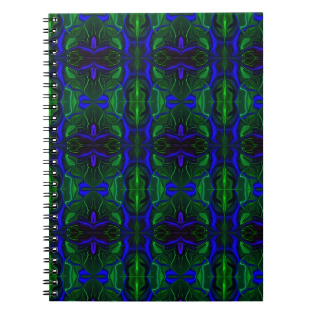 Caderno Espiral Traços azuis é 'flutu ando' sobre fundo. (Frente)