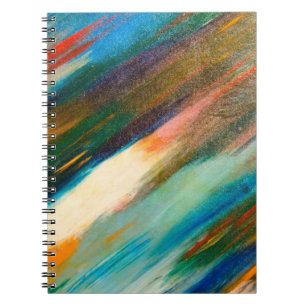 Caderno Espiral Traços de aquarela diagonal longos multicoloridos