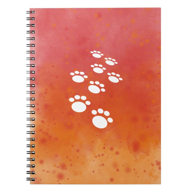 Caderno Espiral Traços de Pata Cachorro de Aquarela (Frente)
