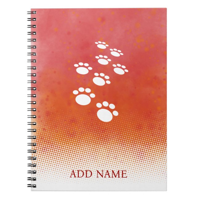 Caderno Espiral Traços de Pata Cachorro de Aquarela (Frente)