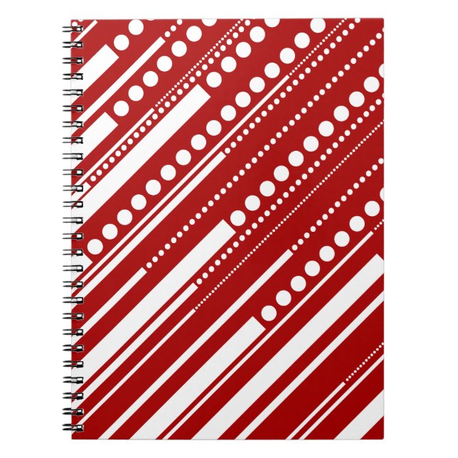 Caderno Espiral Traços e Pontos em Vermelho e Branco (Frente)
