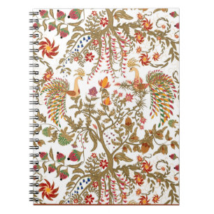 Caderno Espiral tradição do paraíso das árvores das aves asiáticas