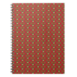 Caderno Espiral Traditional Christmas red and green jingle bells