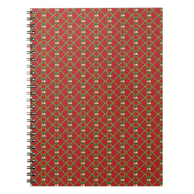 Caderno Espiral Traditional Christmas red and green jingle bells (Frente)