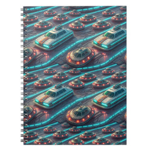 Caderno Espiral Tráfego de Hovercars e Carros Voadores de Ficção C