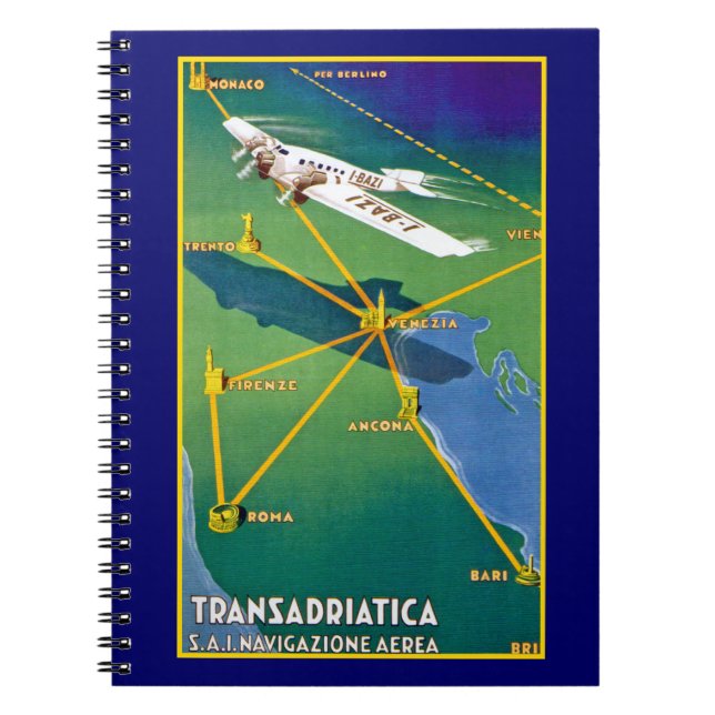 Caderno Espiral Transadriatica Navigazione Aerea (Frente)