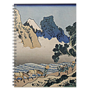 Caderno Espiral Trás da montanha Fuji do rio Minobu Hokusai
