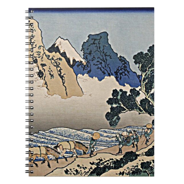 Caderno Espiral Trás da montanha Fuji do rio Minobu Hokusai (Frente)