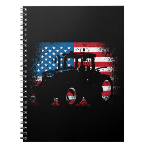 Caderno Espiral Trator USA Flag design for Patriotic Farmer