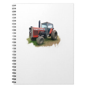 Caderno Espiral Trator vermelho de Massey Ferguson no campo