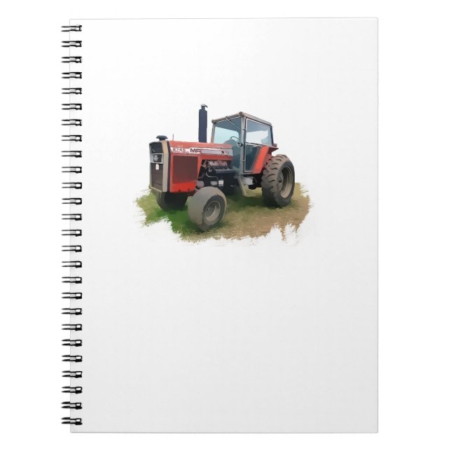 Caderno Espiral Trator vermelho de Massey Ferguson no campo (Frente)