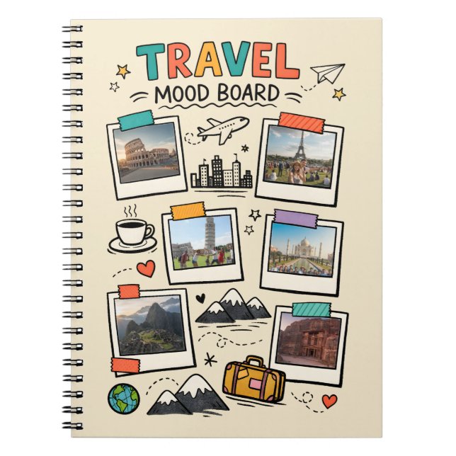Caderno Espiral Travel Mood Board Dream Trip Journal Cover (Frente)