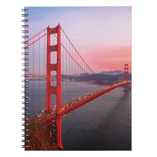 Caderno Espiral travesseiro decorativo da ponte ouro (Frente)