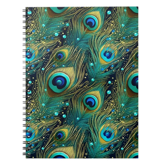 Caderno Espiral Travesseiro decorativo de Paixão de Peacock (Frente)