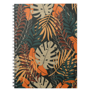 Caderno Espiral Traz um padrão tropical sem descontinuidades com l
