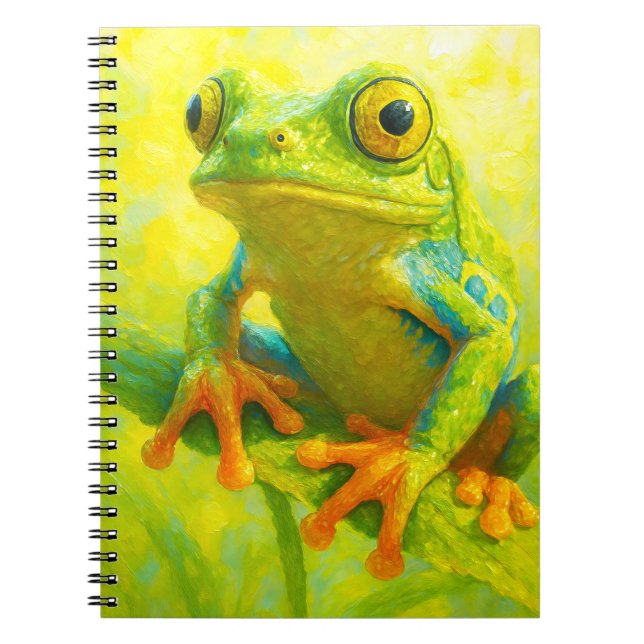 Caderno Espiral Tree Frog Notebook | Colorful Frog Art Journal (Frente)
