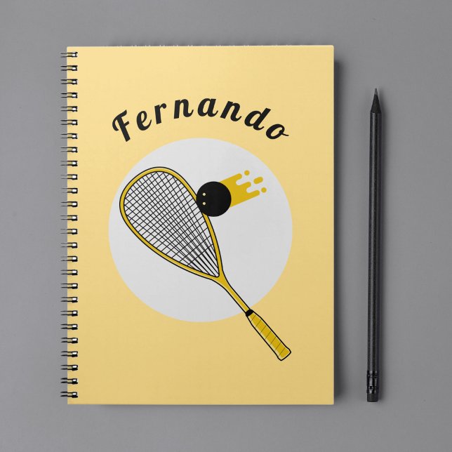 Caderno Espiral Treinador de Jogador de Squash Raquete Personaliza (Criador carregado)