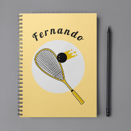 Caderno Espiral Treinador do Squash Player Racketball Nome persona