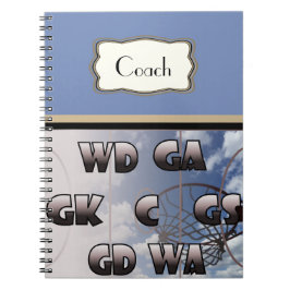 Caderno Espiral Treinador personalizado do Netball das posições do