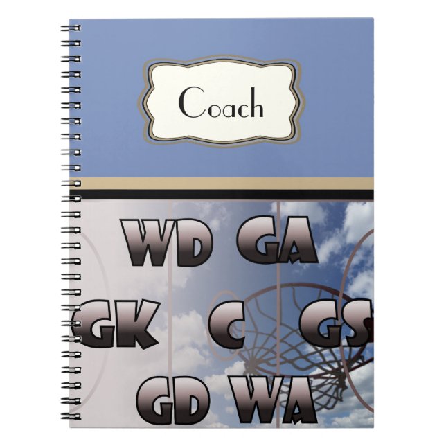 Caderno Espiral Treinador personalizado do Netball das posições do (Frente)