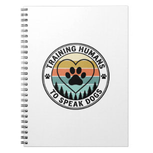 Caderno Espiral Treinando Humanos para Falar Cachorro Vintage Pata