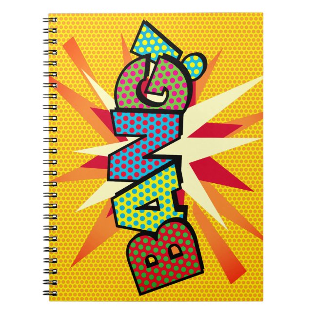 Caderno Espiral Treino de BANG Retro Comic Book Pop Art (Frente)