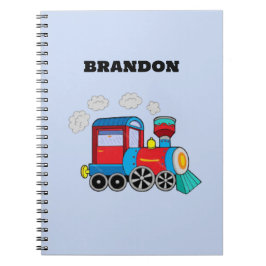 Caderno Espiral Trem de Crianças Meninos Azul Nome Personalizado