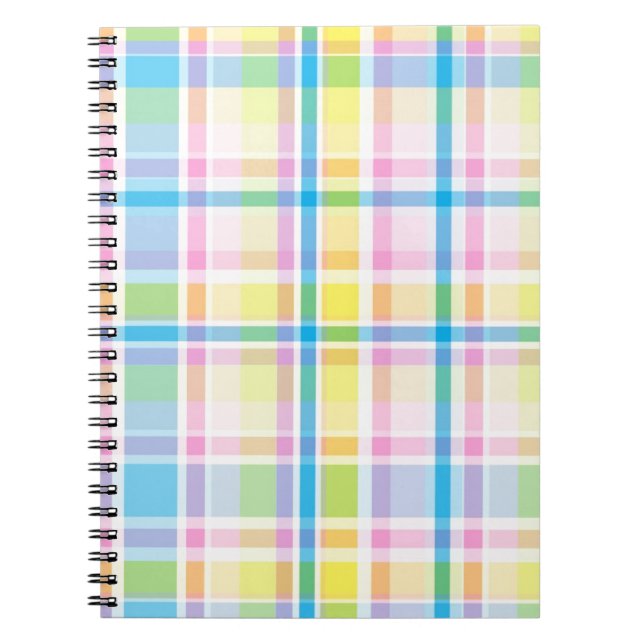Caderno Espiral Trendência de acessórios do padrão azul-tartan cor (Frente)